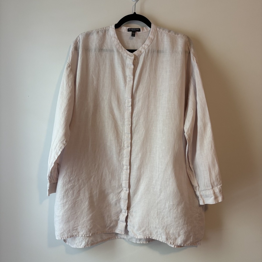 Eileen Fisher Organic Linen Handkerchief Tunic Size L Petite Lagenlook Oversized